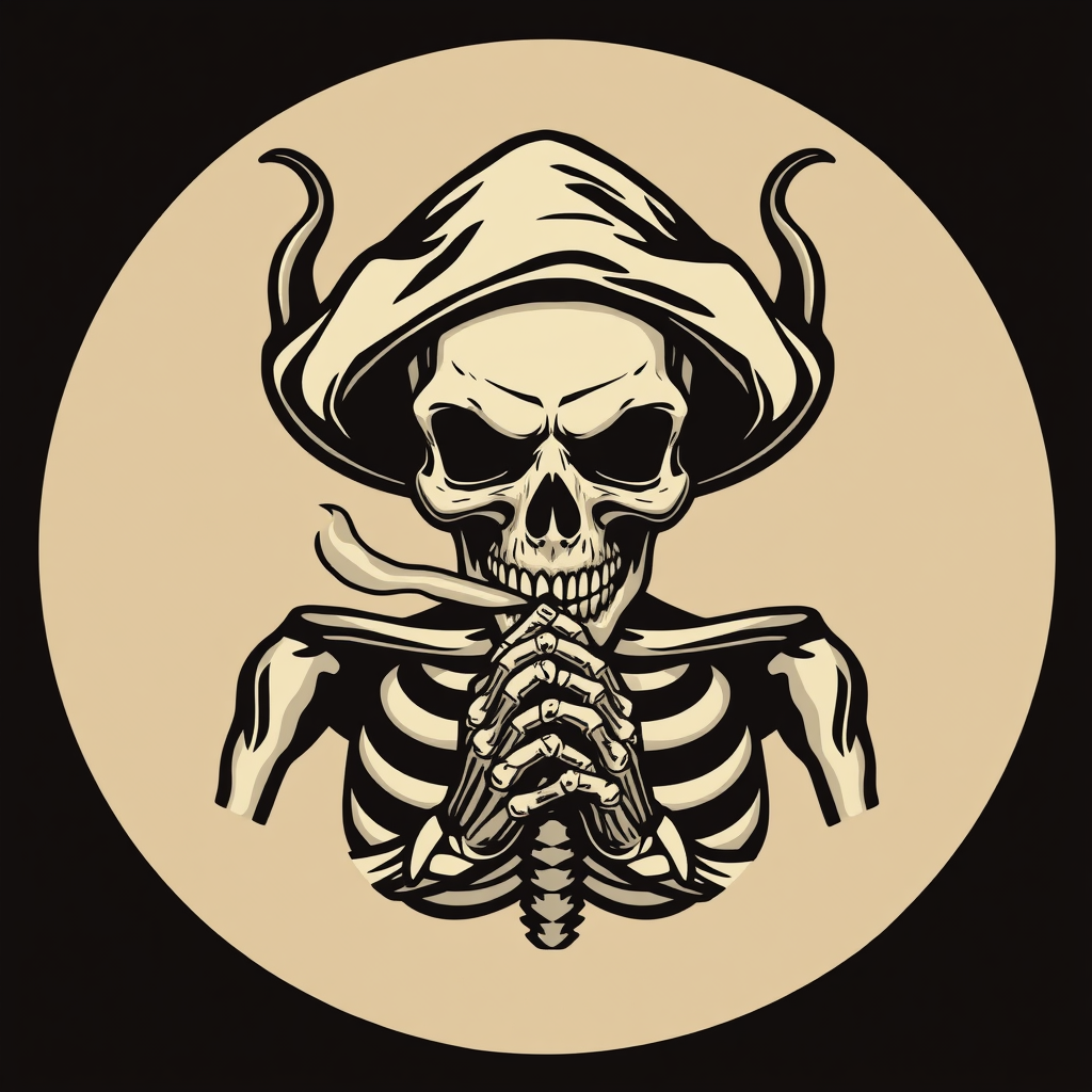 Skull with Smoke Mask and Clasped Hands Logo