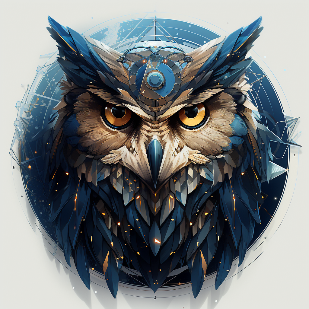 Smart Owl with Glasses and Tech Feathers