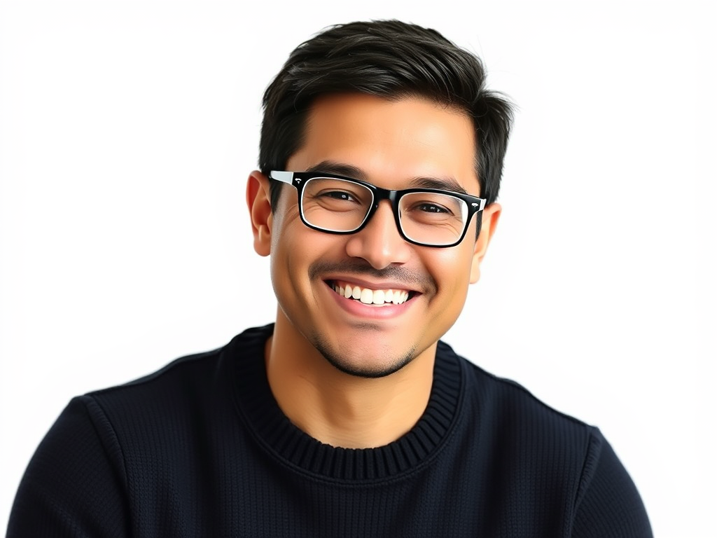 Smiling Man in Glasses with Stylish Sweater