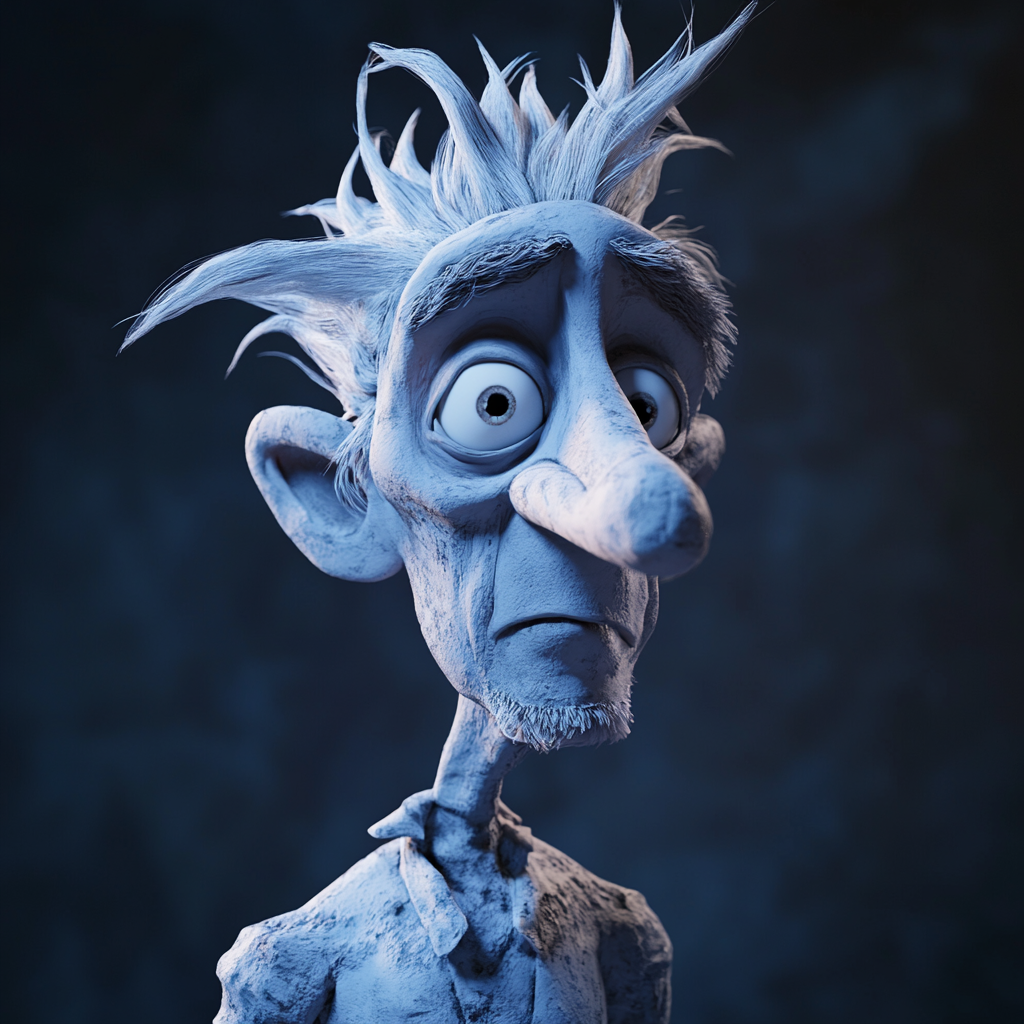 Snow Miser in Claymation Portrait, Realistic Male Character