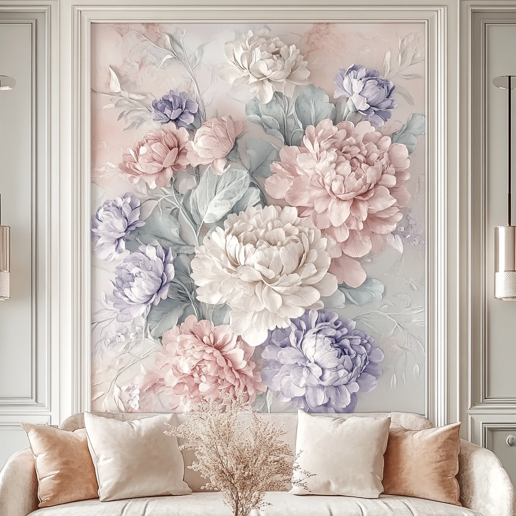 Soft pastel floral pattern in intricate design