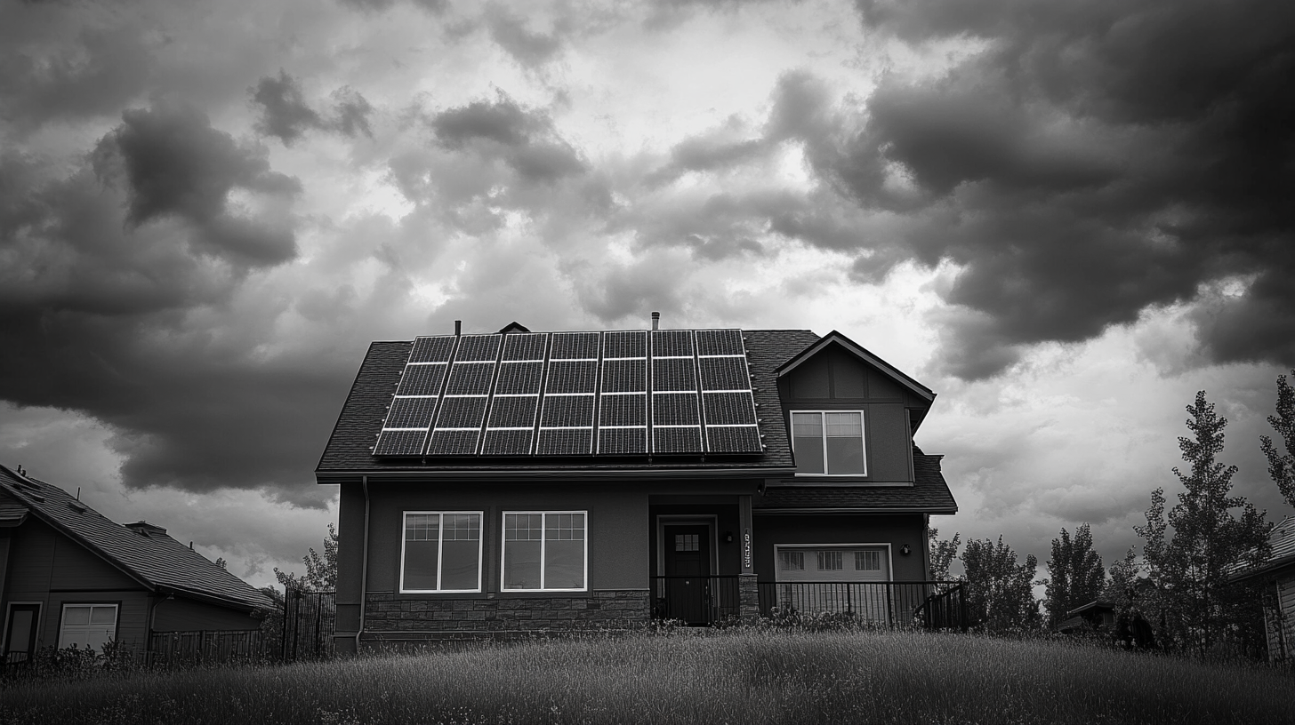 Solar panels on Alberta home, cinematic photo