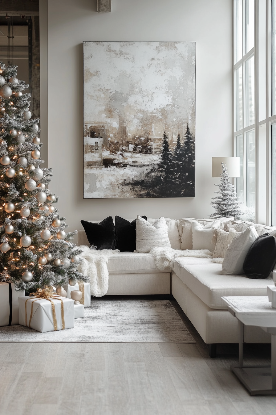 Sophisticated Urban Loft: Neutral Christmas Decor in Chic