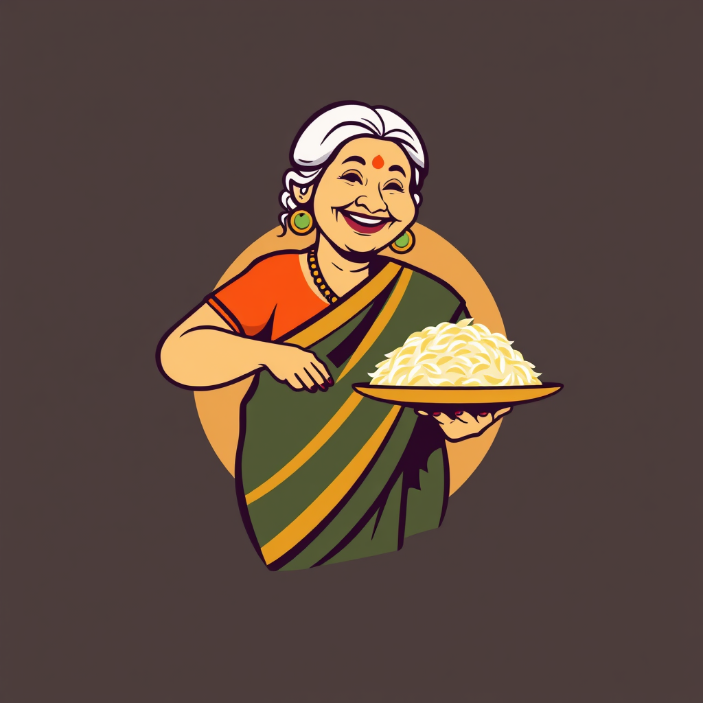 South Indian Mother with Rice Plate Logo