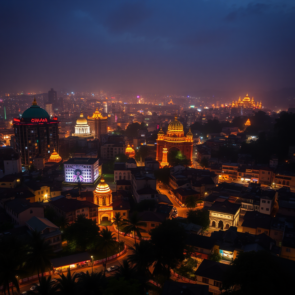 Sparkling Diwali City with Surreal View Photography