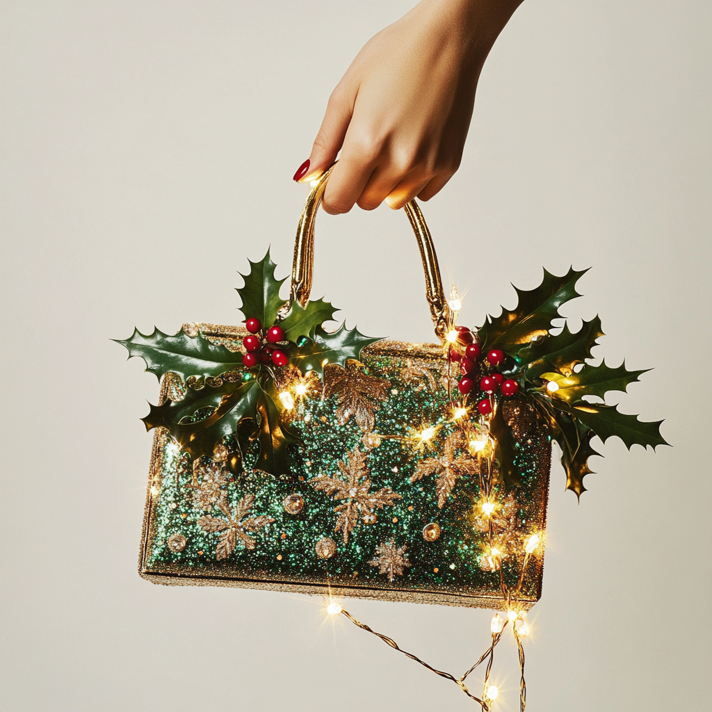 Sparkly Gold and Green Holiday Purse