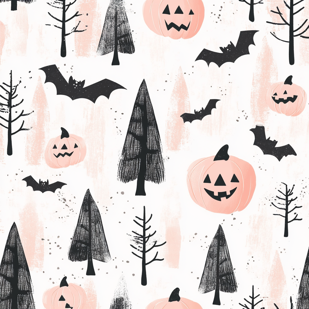 Spooky Halloween Pattern with Pink and Black Theme