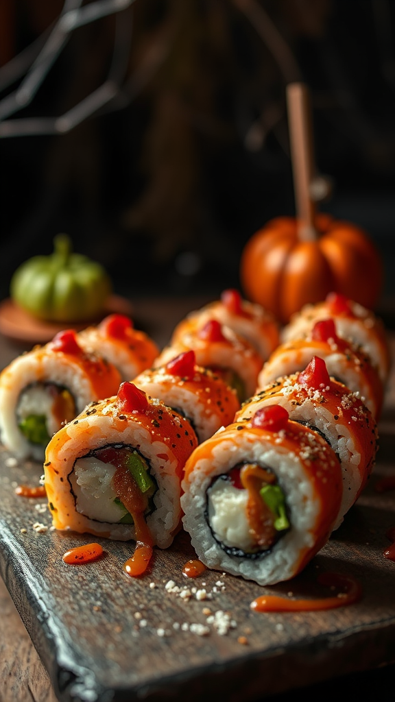 Spooky Halloween Sushi Plate with Cute Decorations