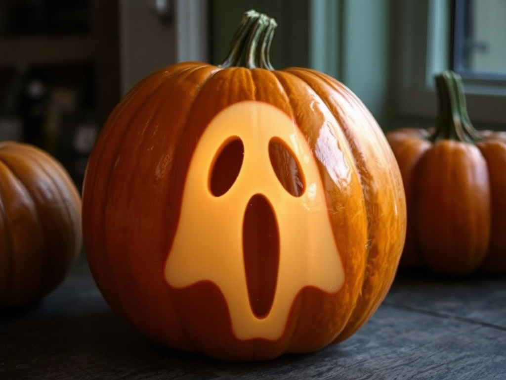 Spooky Pumpkin with Ghostly Reflection