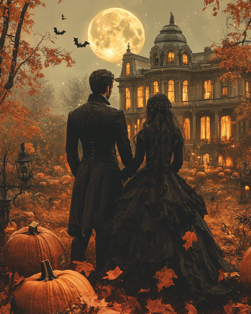 Spooky Victorian Halloween night with vampires and Elvira