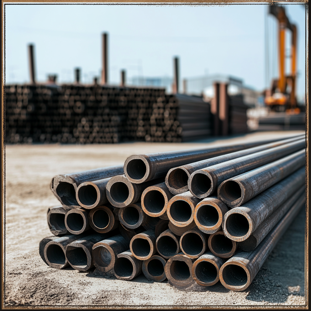 Square Instagram post for steel tubes and pipes business.