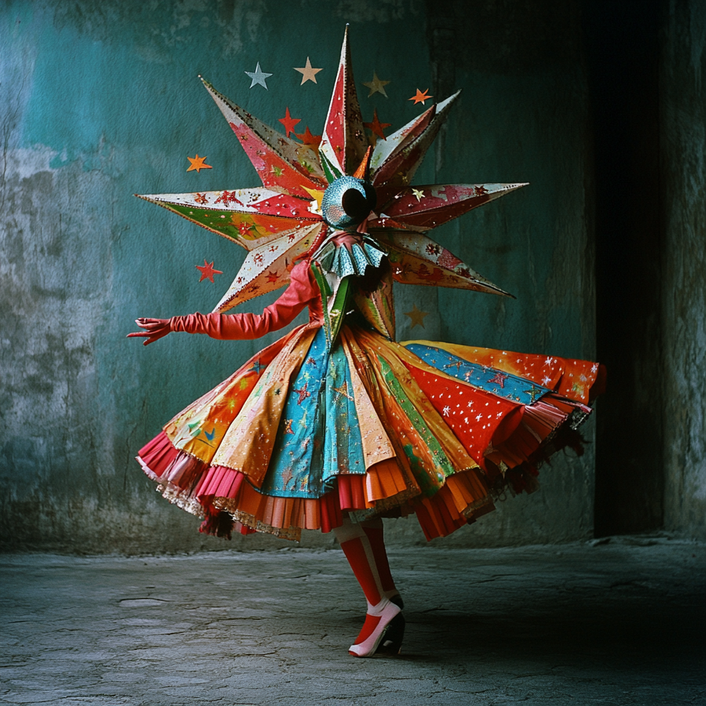 Starry Mexican Piñata Dancer in Surreal Photography