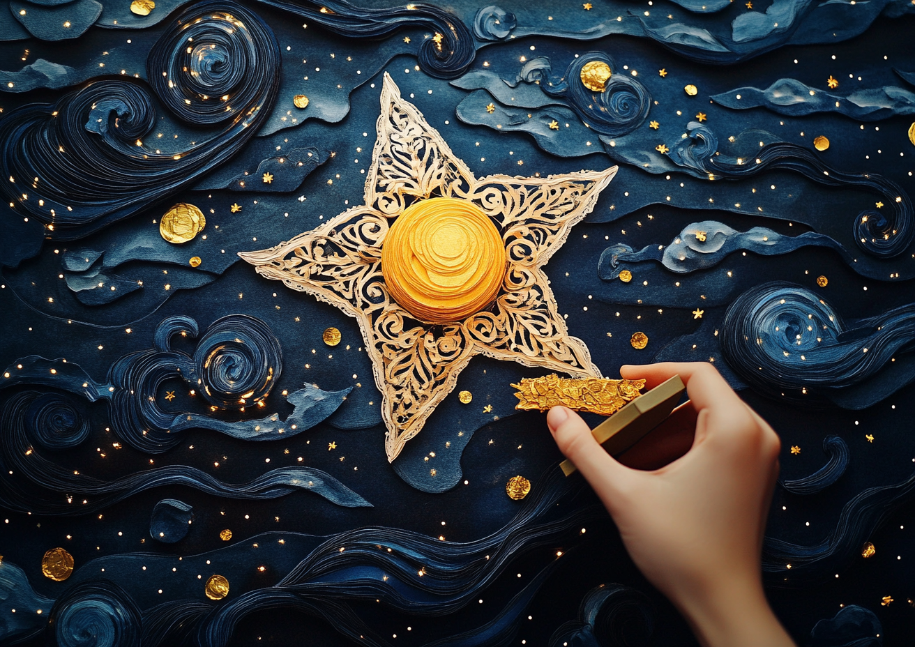 Starry Night Sky Diorama with Celestial Theme