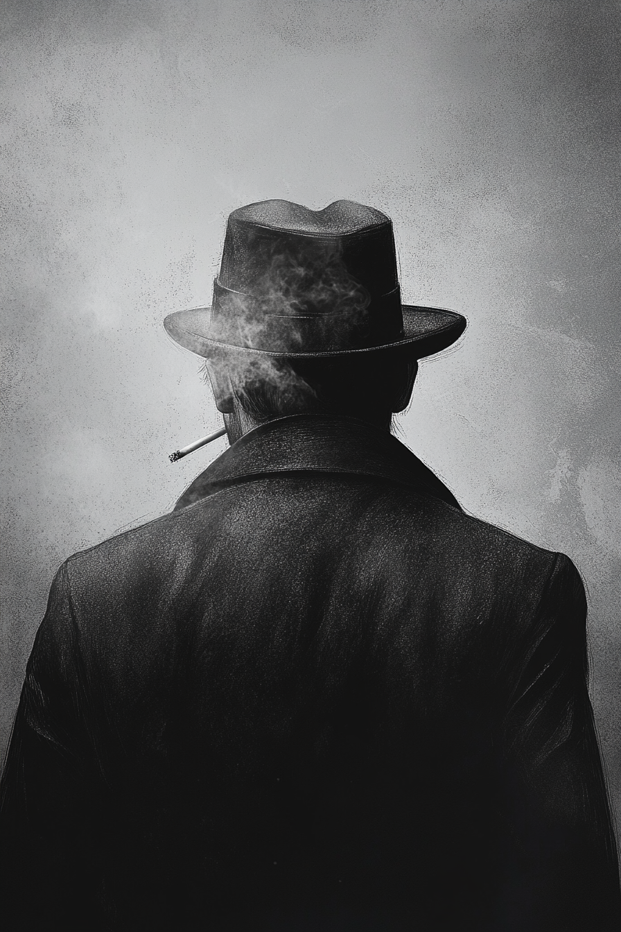 Steampunk Noir Novel Cover with Smoking Man