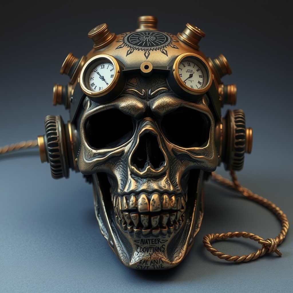 Steampunk skull mask photo for stock.