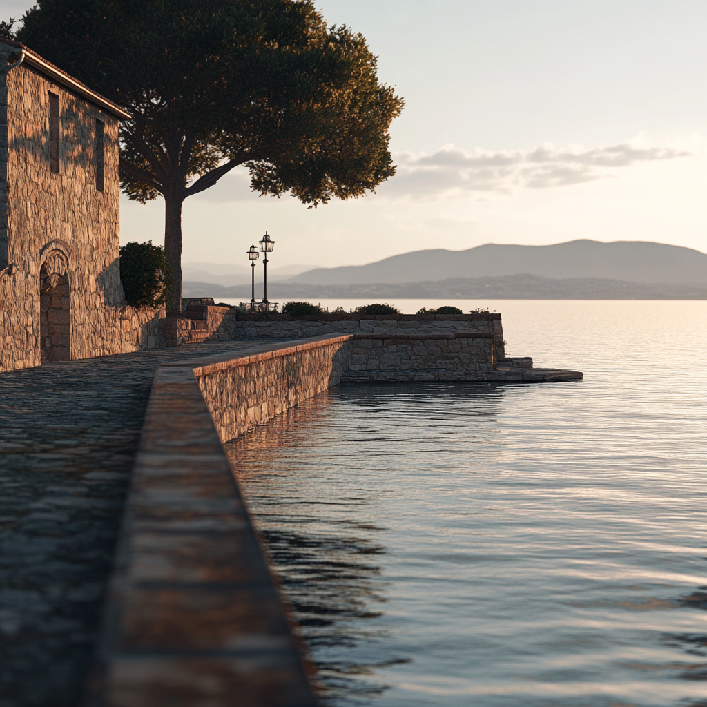 Stunning Orbetello Italy view, beautifully color graded, soft lighting.