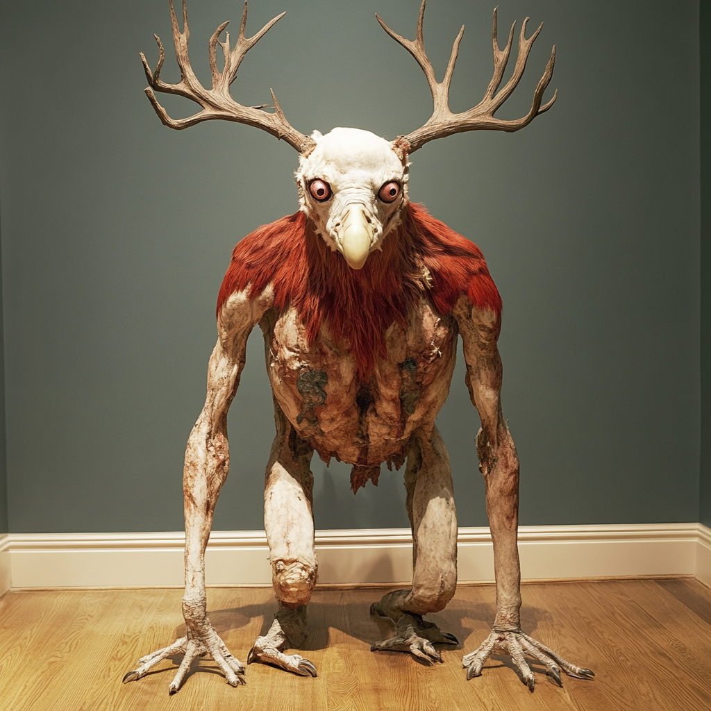 Human-animal taxidermy hybrids.