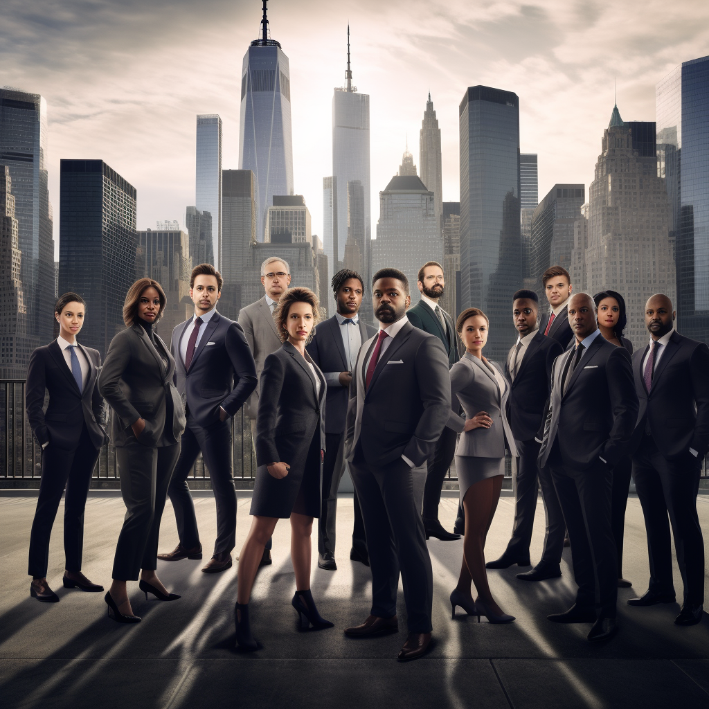 Successful New York City business professionals in unity.