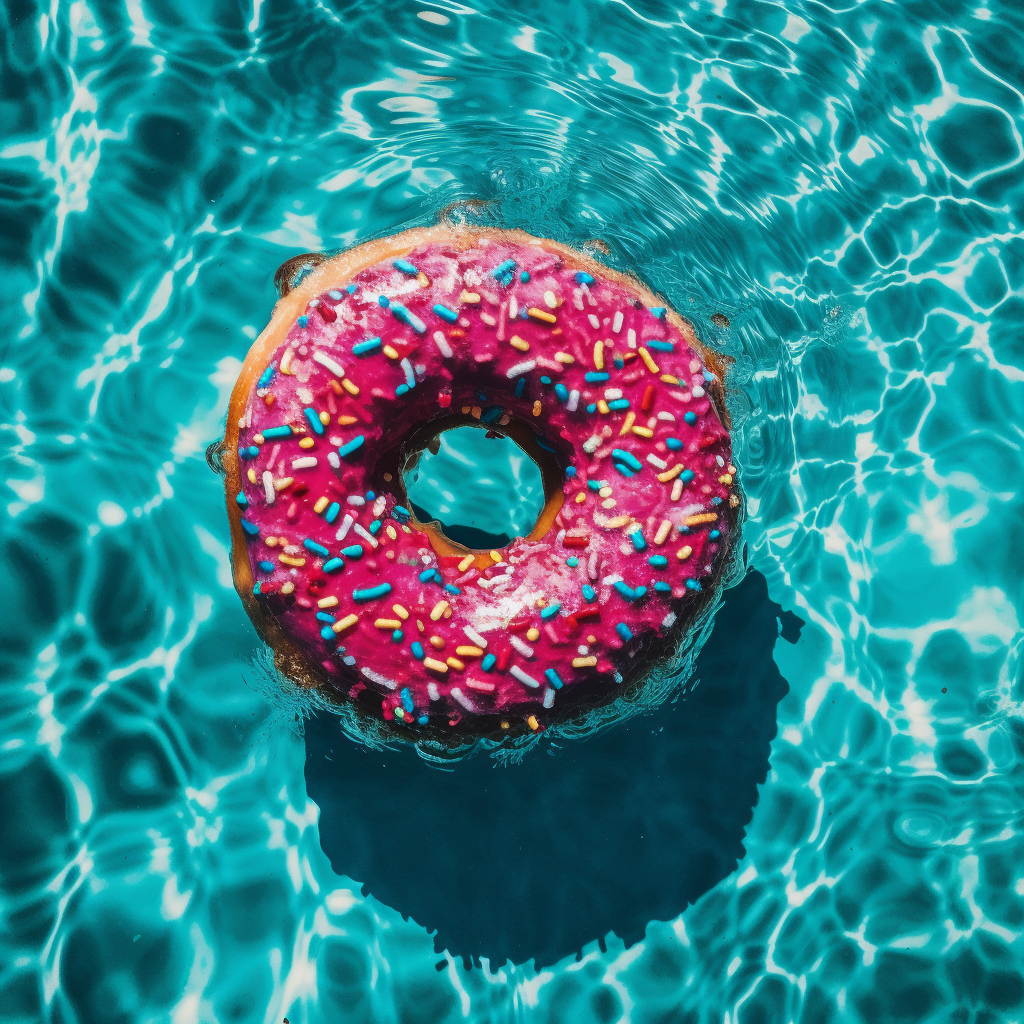 Summery Poolside Donut Floats in Bright Water