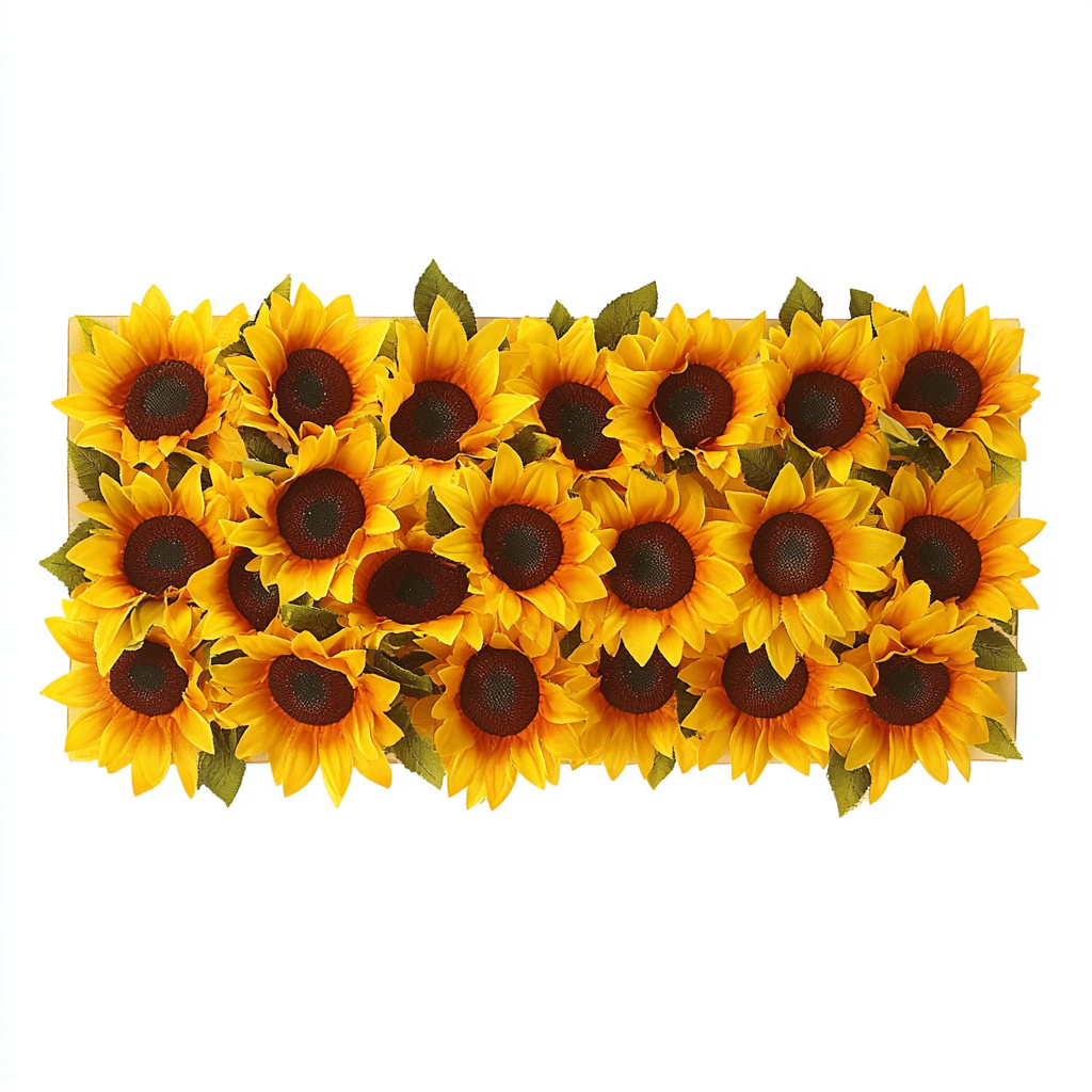 Sunflowers in a Rectangle with Petals Extending Beyond