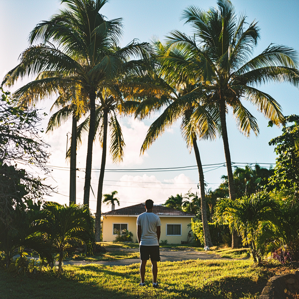 Sunny day in Puerto Rico with solar employee.