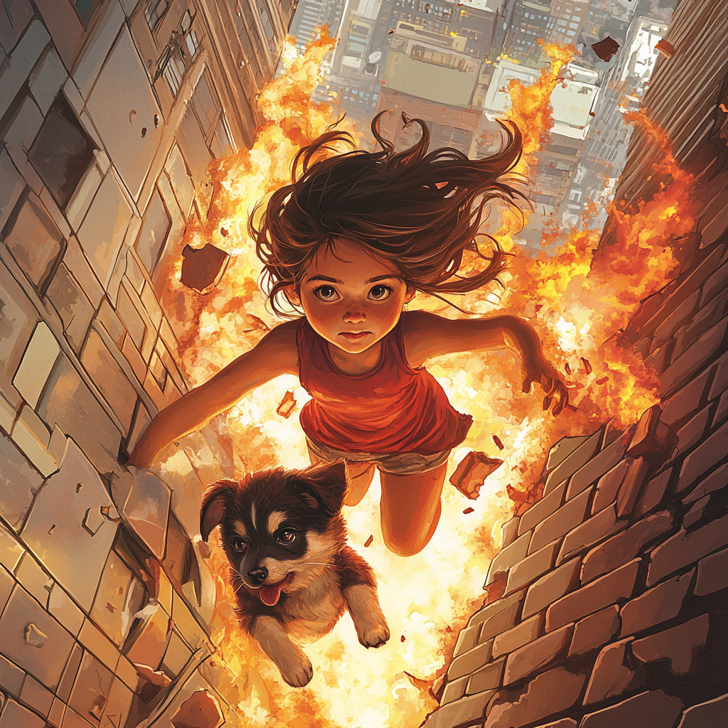 Superhero Girl rescues puppy from burning building