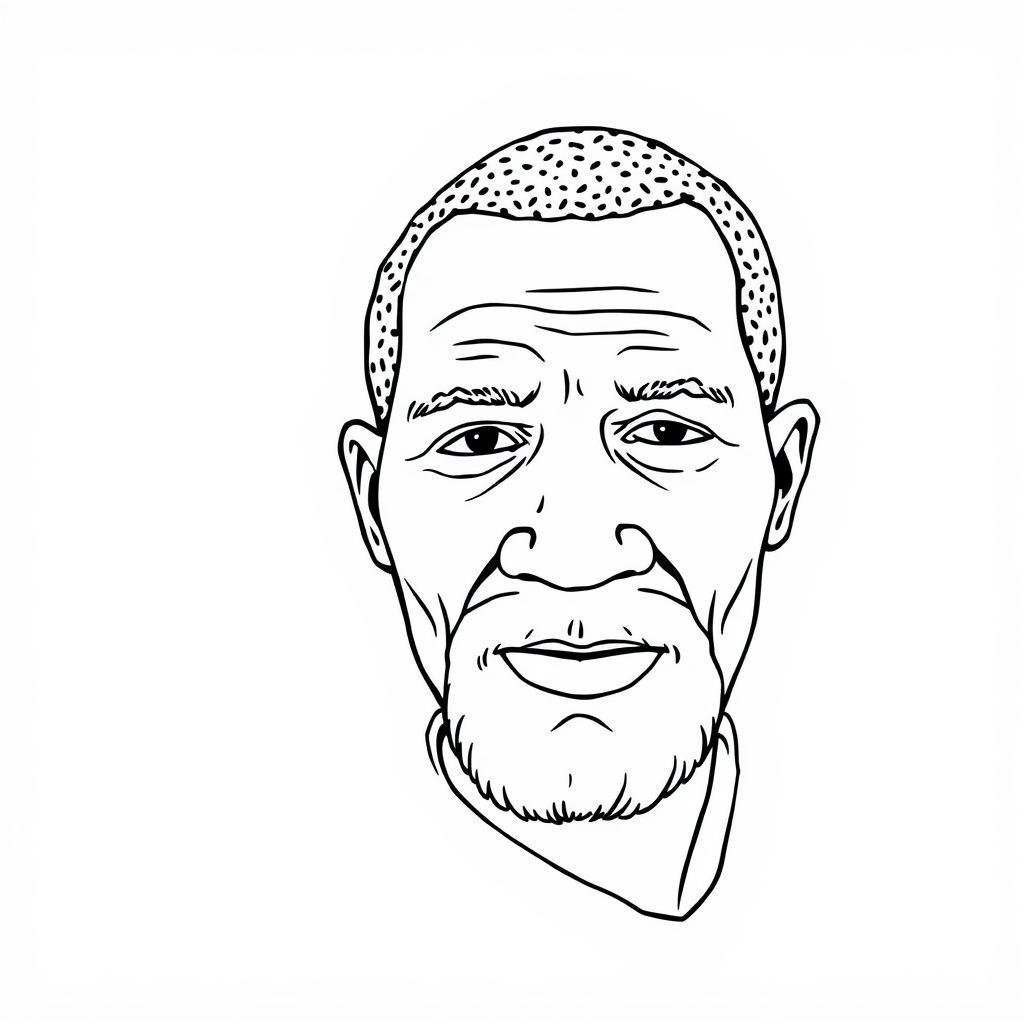 Swaziland Village Father in Thick Monoline Outline