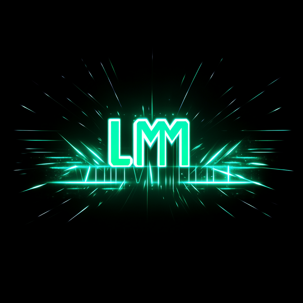 Tech-inspired 'LPM Virtual' logo with dynamic overlay