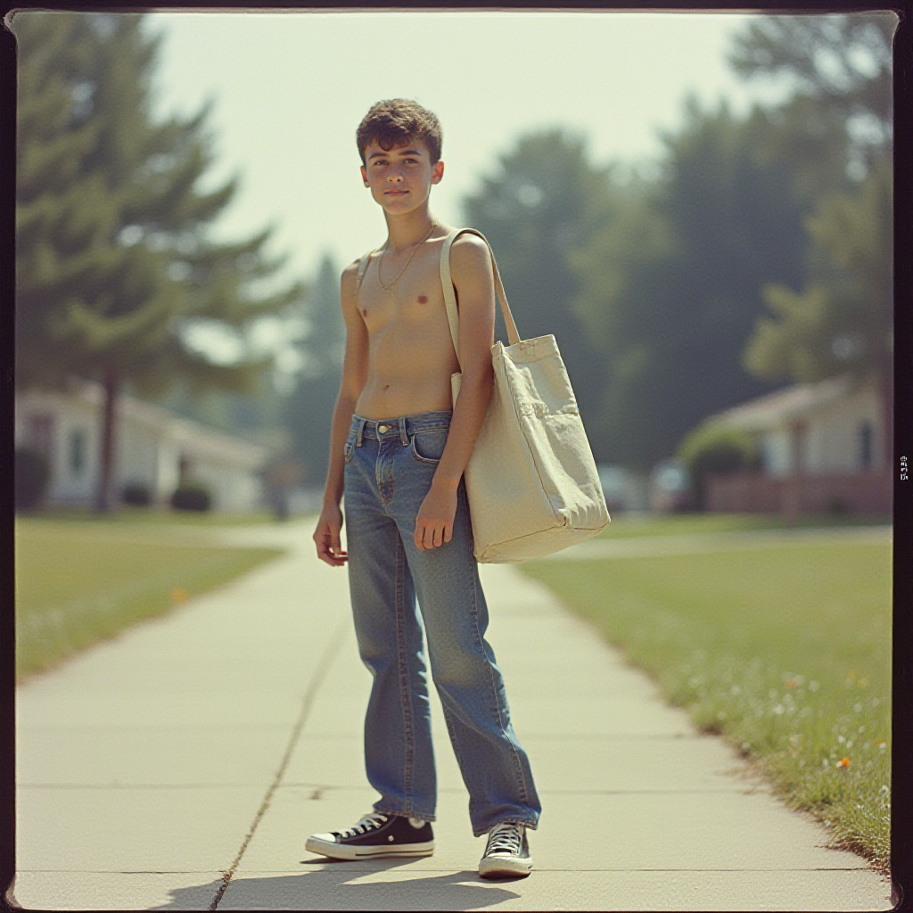 Teen Newspaper Carrier in 1980s Suburb Summer
