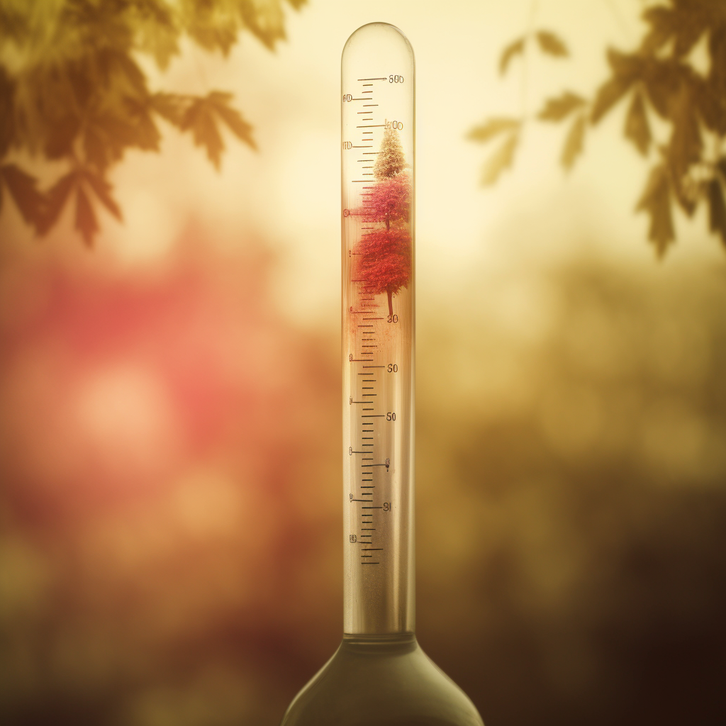 Temperature on Thermometer with Tree Background