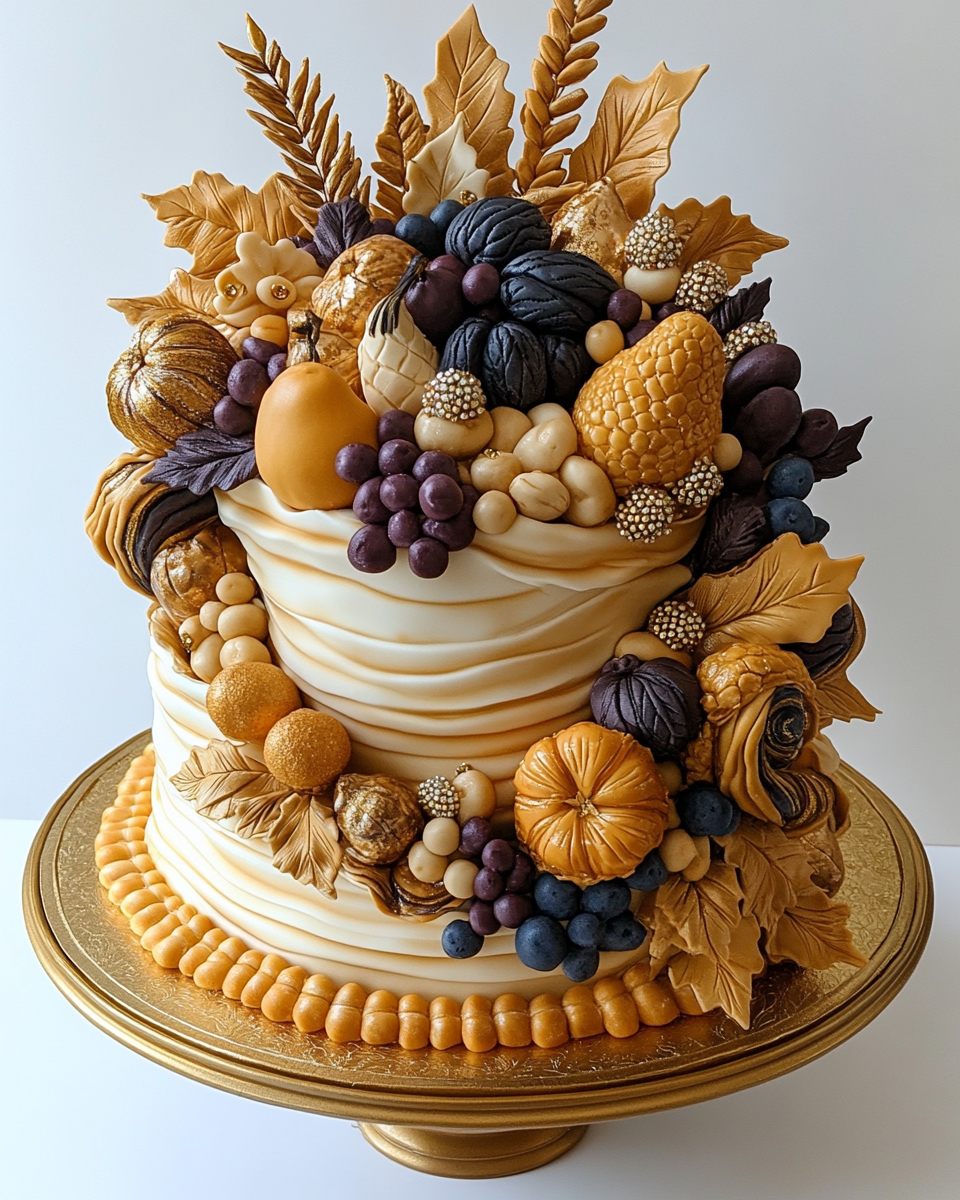 Thanksgiving Cornucopia Cake with Geode Design