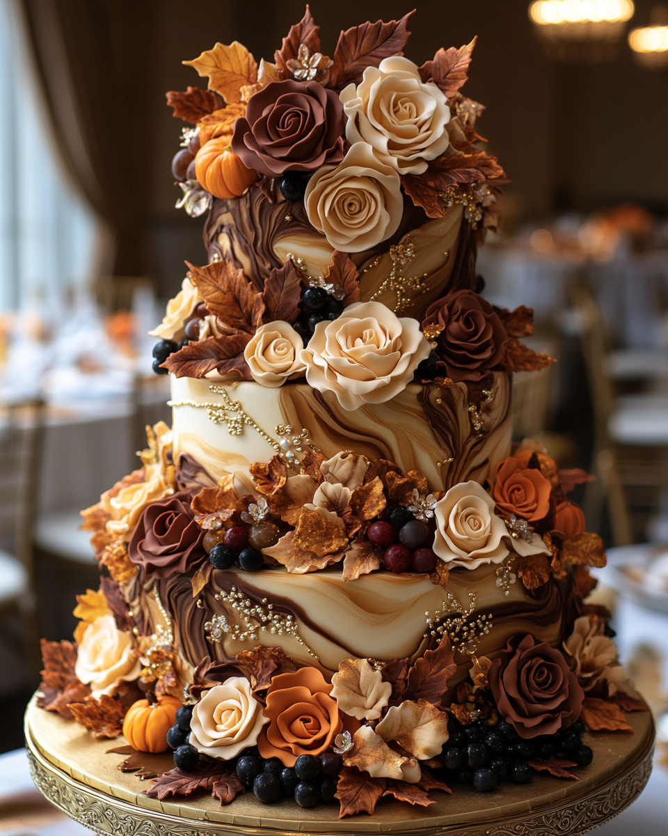 Thanksgiving Geode Cake on Gold Stand