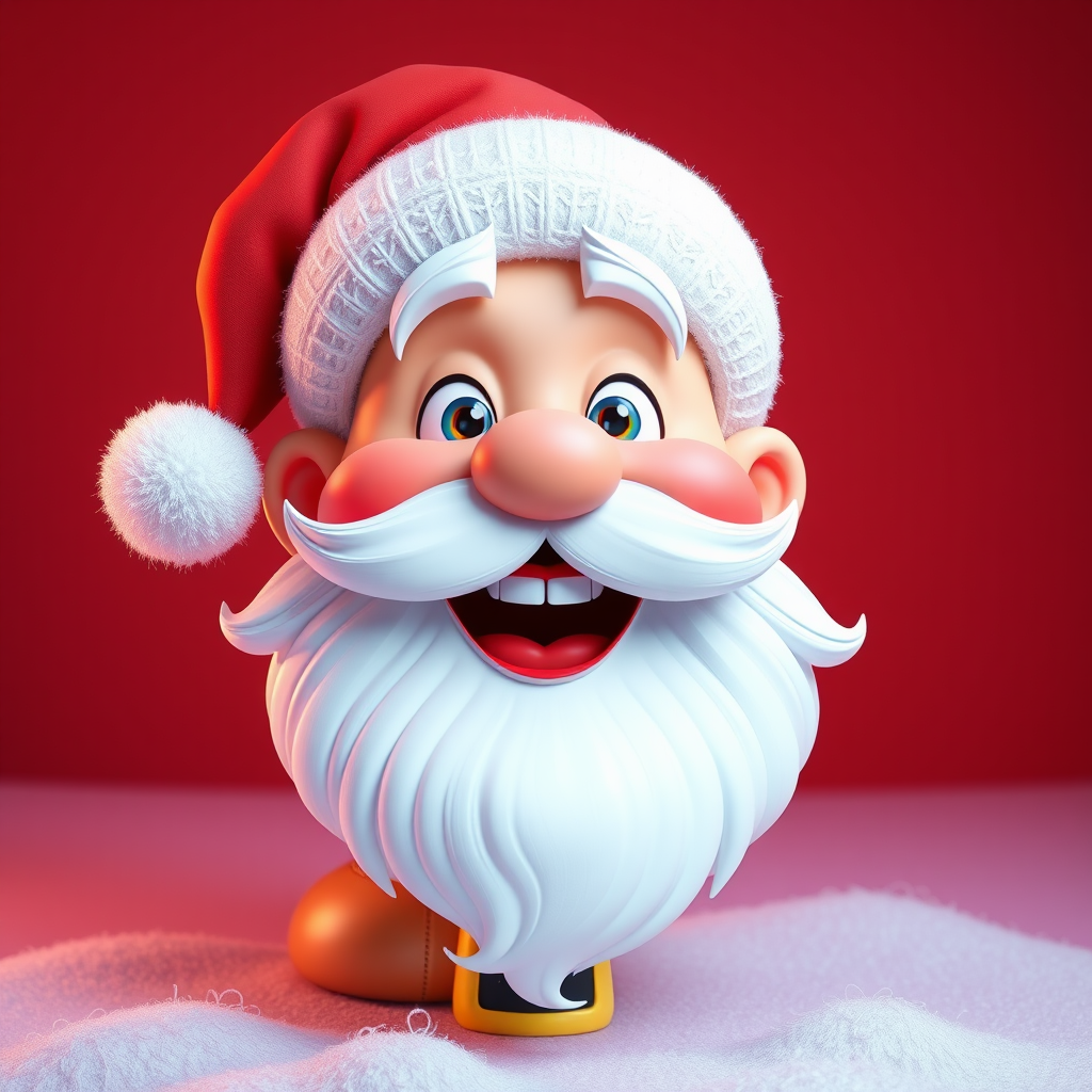 The Adorable 3D Cartoon Santa Claus Face