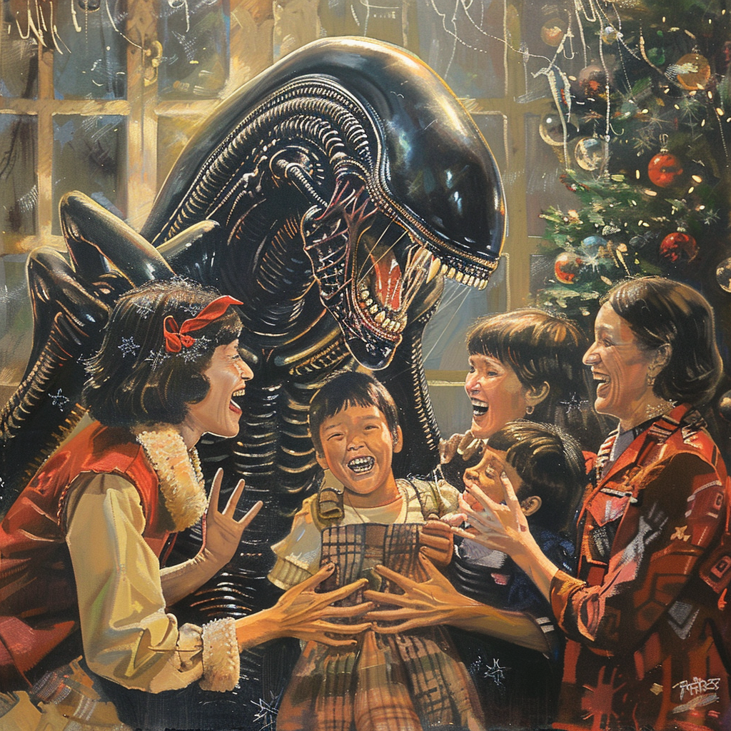 The Alien Family's Joyful Christmas Card