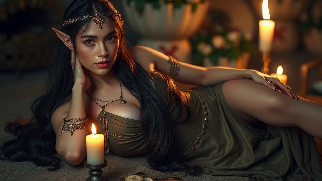 The Alluring Elf Princess in Candle Light