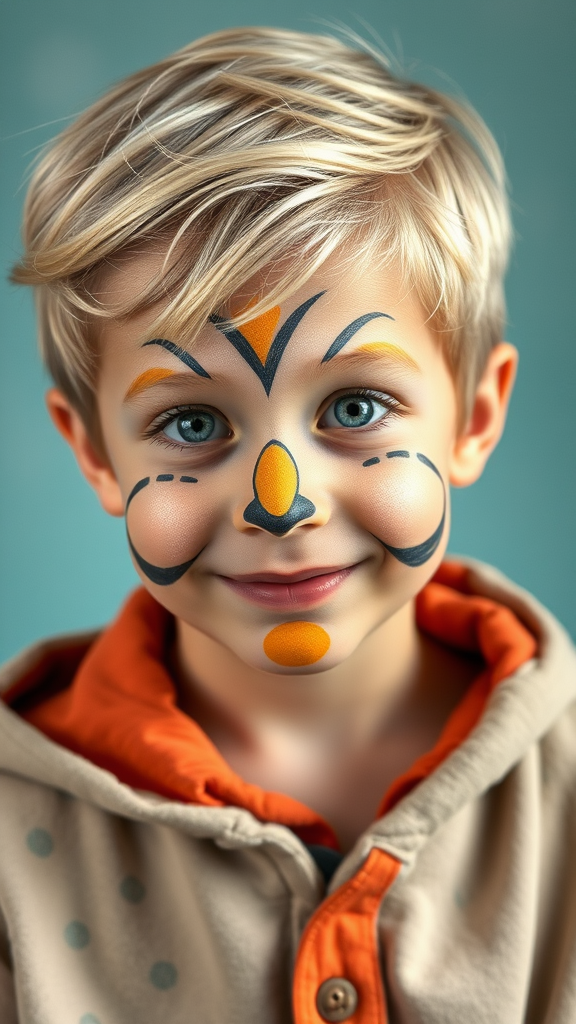 The American Boy with Bright Easter Egg Makeup