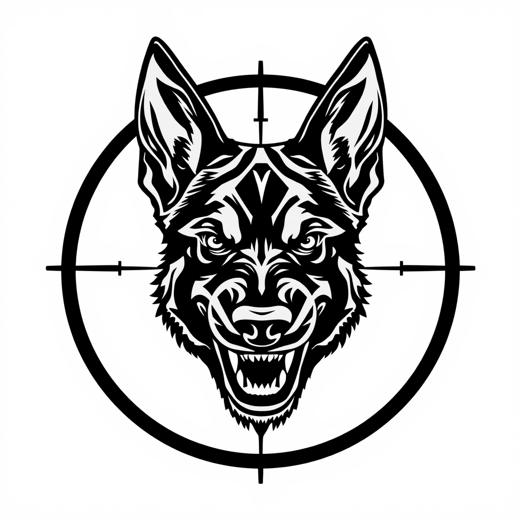 The Angry Belgian Malinois Logo in Crosshairs