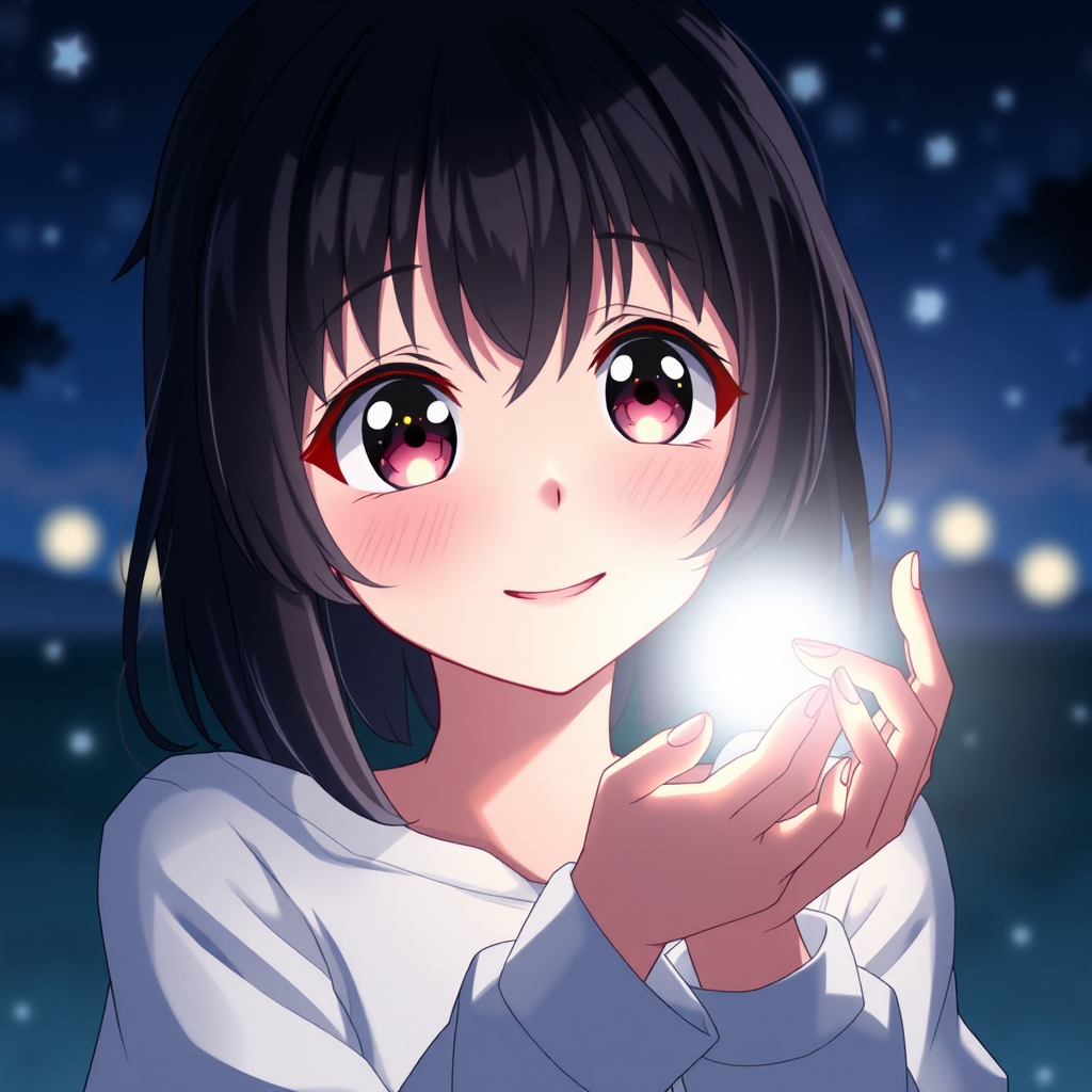 The Anime Girl Gazing at Enchanted Light