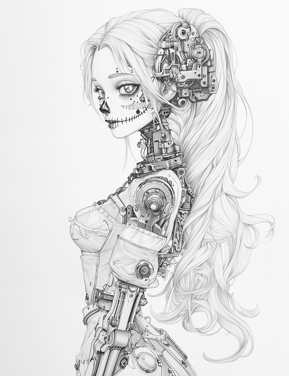 The Beautiful Biomechanical Steampunk Day of Dead Catrina