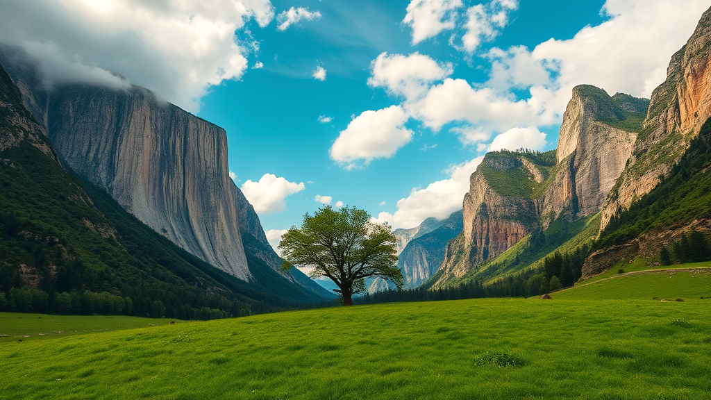 The Beautiful Valley Between Huge Mountains