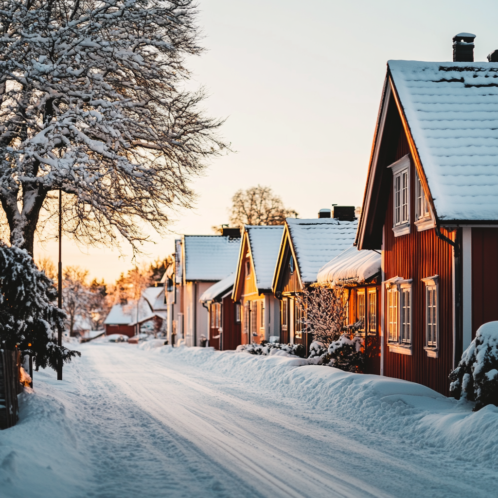 The Beautiful Winter Village in Nordic Countries