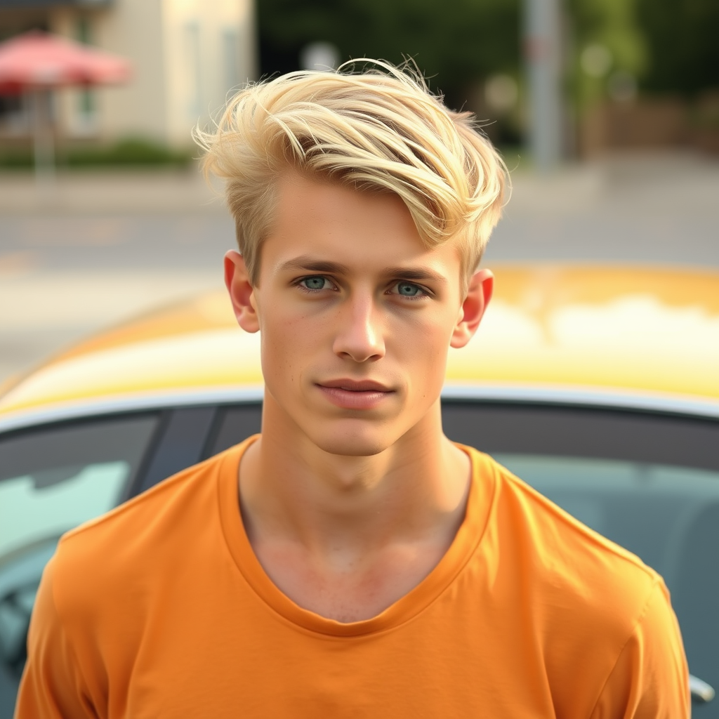 The Blonde Guy Standing by his Car