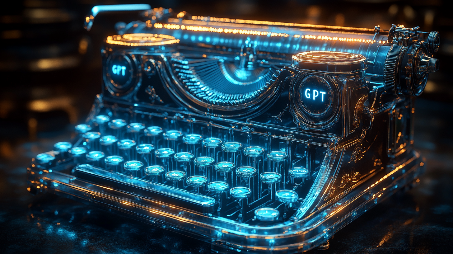 The Blue Digital Typewriter Controlled by GPT Chat