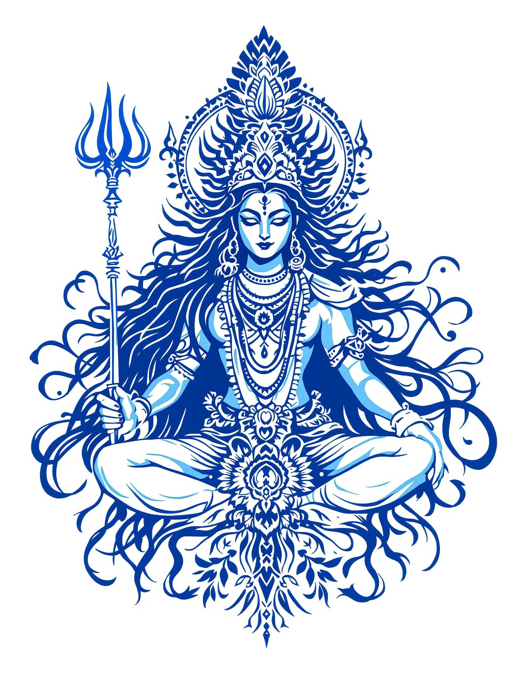 The Blue and White Design of Lord Shiva, Parvati The Blue and White Design of Lord Shiva, Parvati
