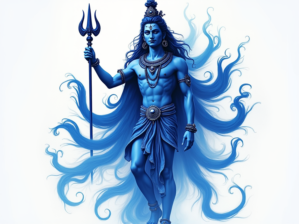 The Blue and White Design of Lord Shiva Parvati