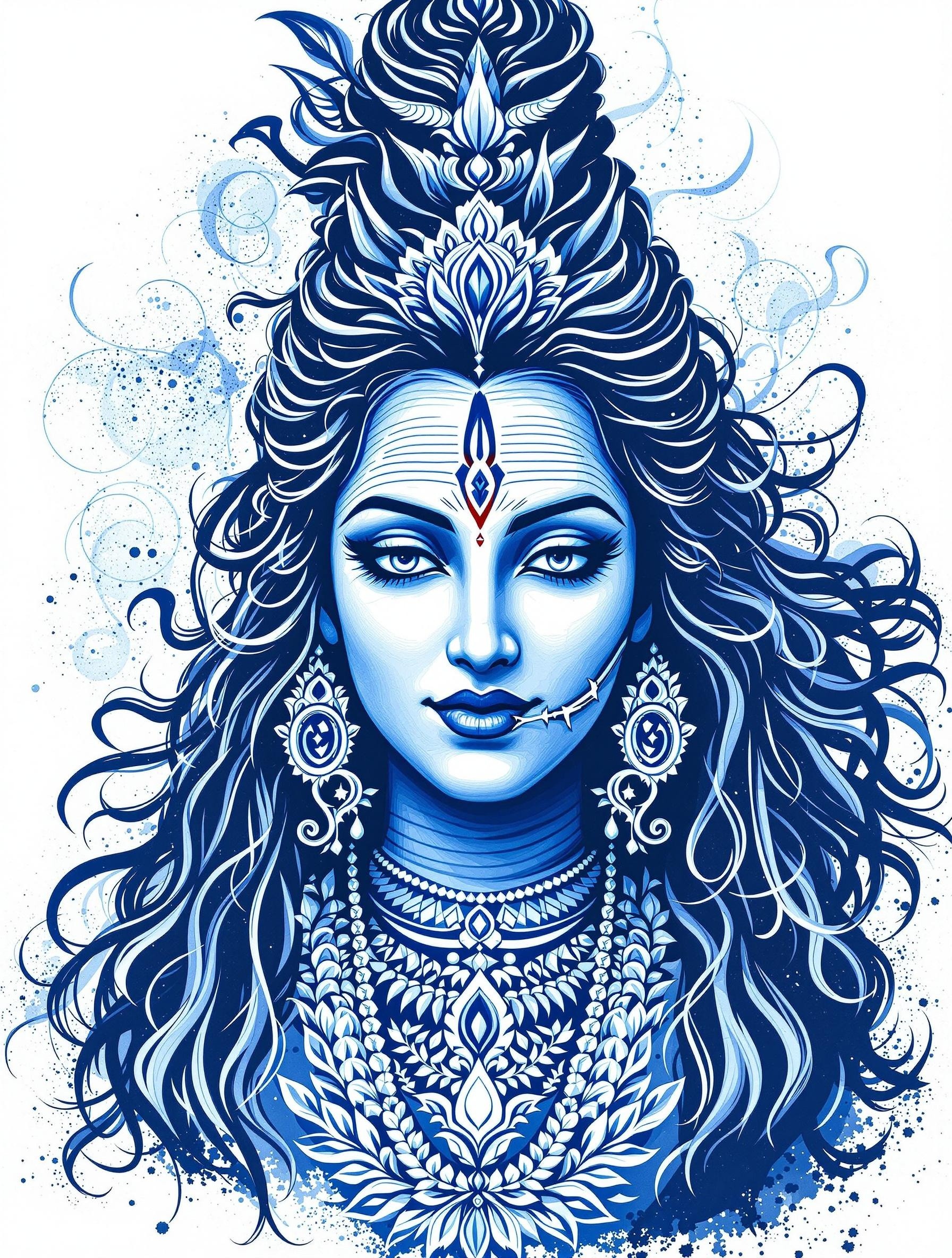 The Blue and White Design of Lord Shiva Parvati