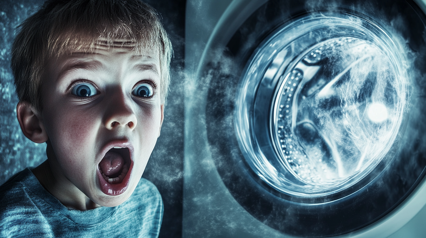 The Boy's Crazy Reaction to Jumping Washing Machine.