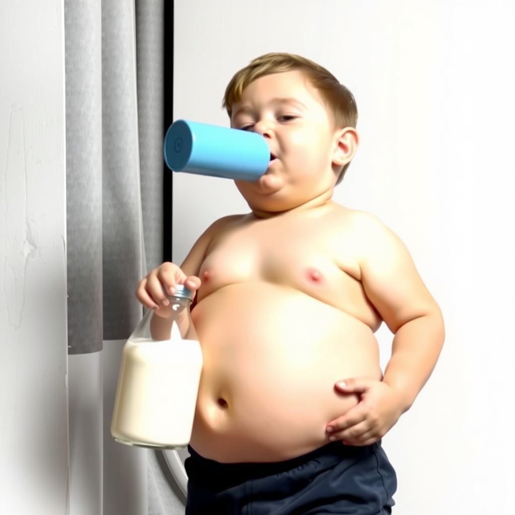 The Boy Drinking Weight Gain Milk at Night