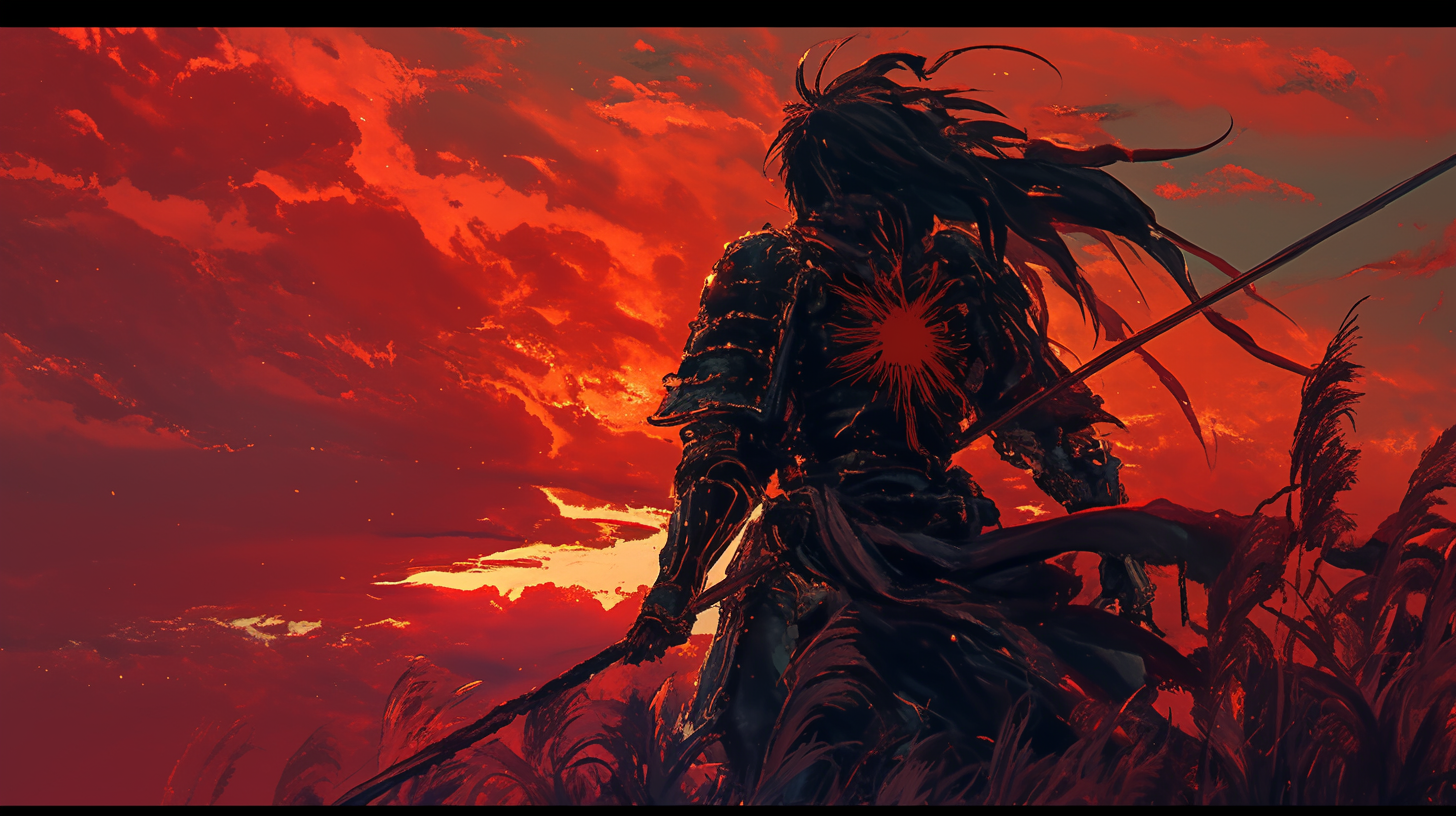 The Brave Knight in Fiery Sunset