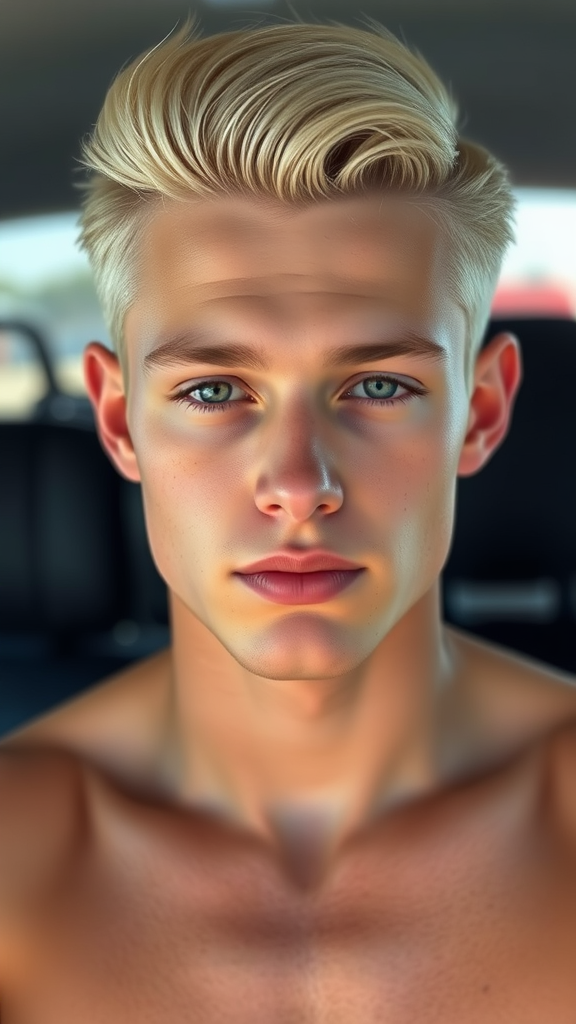 The Bright-Eyed American Boy with Slicked Back Hair